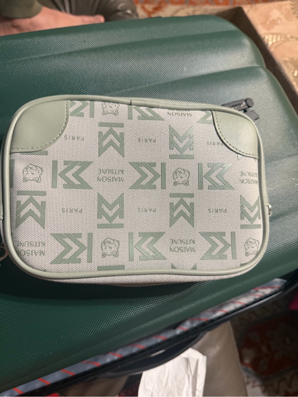 MAISON KITSUNE Mint Green Monogram Cosmetic Pouch